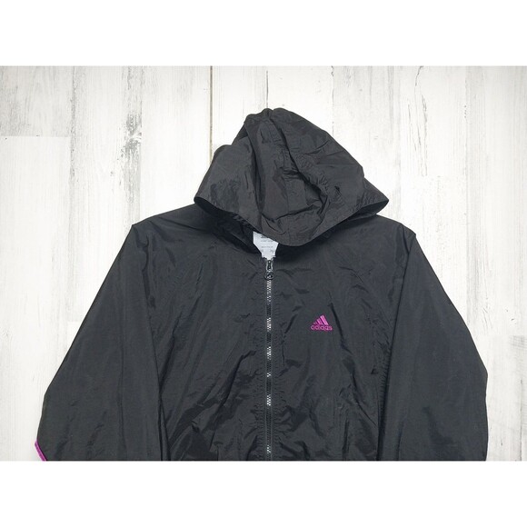 Adidas Activewear Track Jacket Women's Small Black Striped Hooded Long Sleeve - Picture 3 of 7